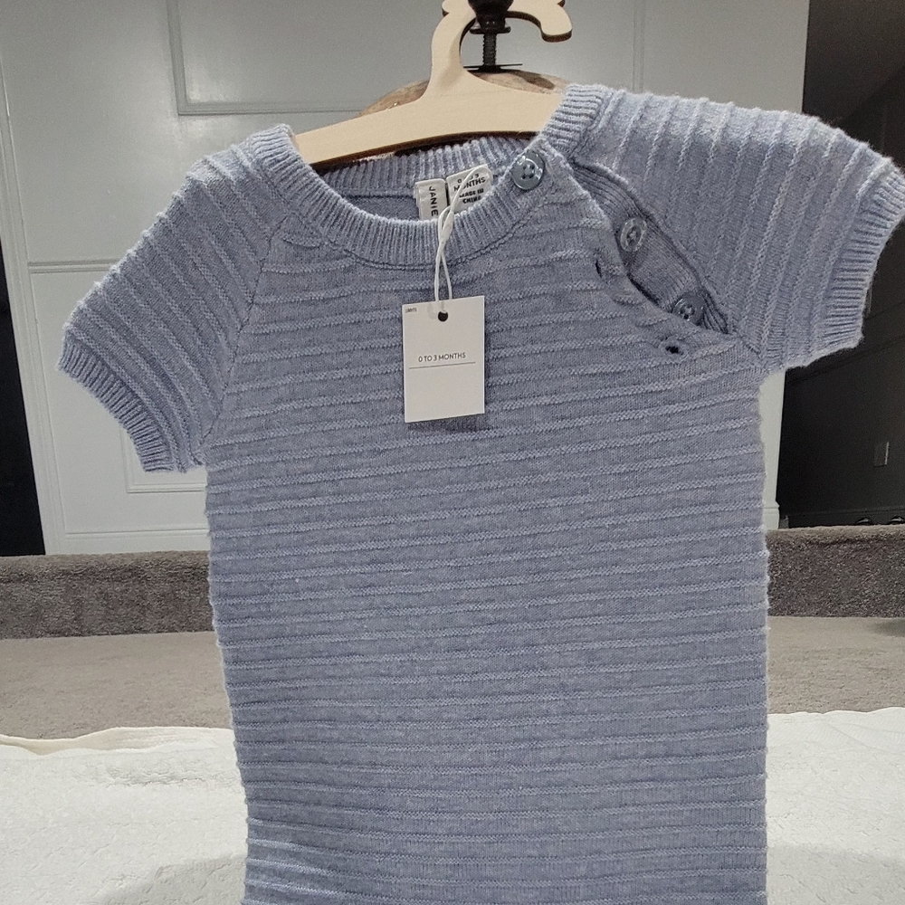 Light Blue Knit janie and jack Baby Romper